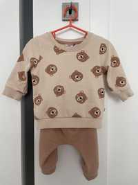 Komplet niemowlęcy chłopięcy zestaw misie brązowy spodnie bluza 68