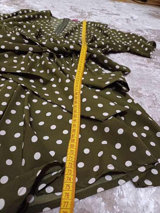 Ромпер комбинезон с поясом  оливковый в горох