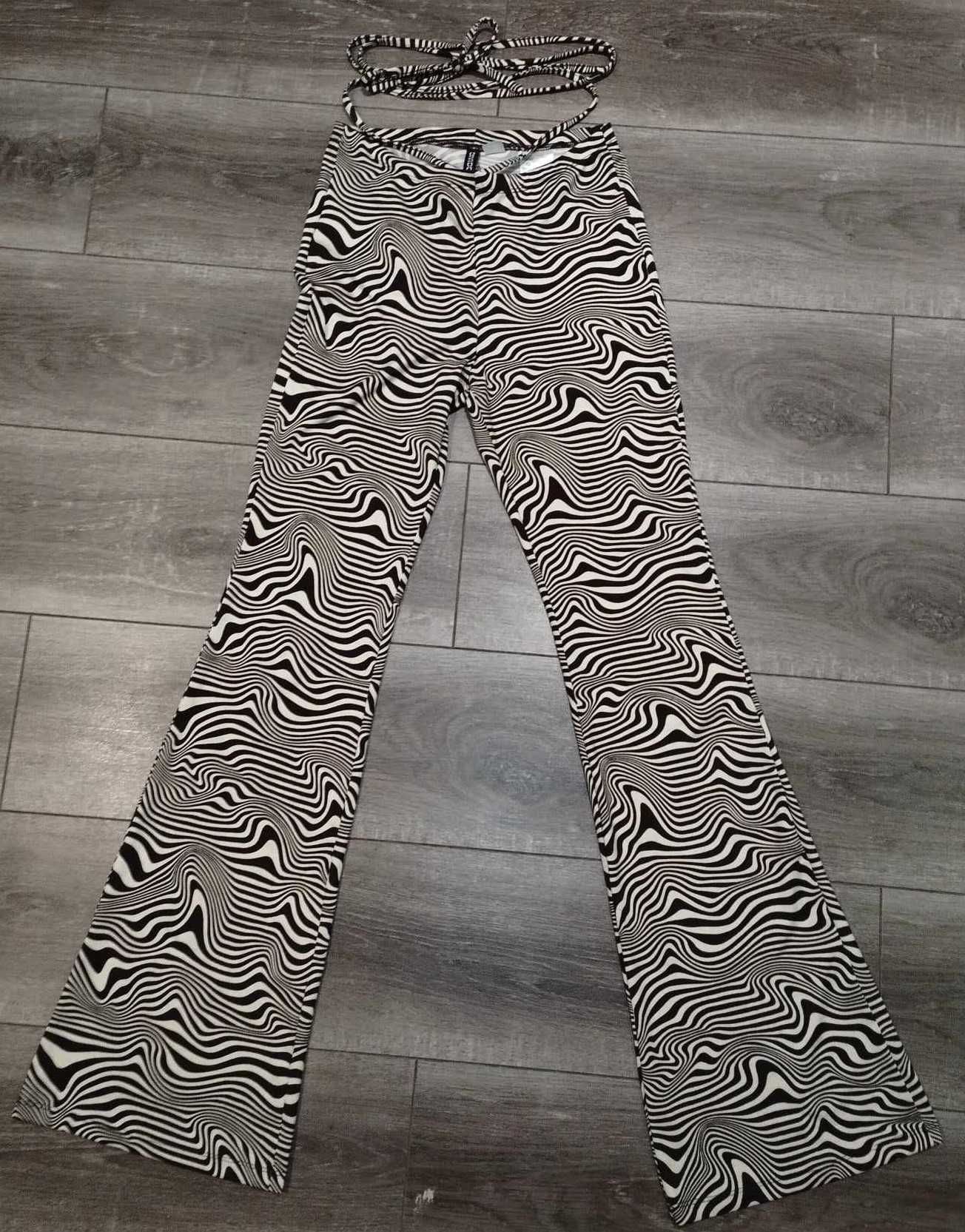 Spodnie szerokie nogawki, beż, brąz, r. 34/XS, H&M