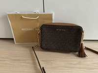 Michael Kors Ginny crossbody brazowa torebka z fredzlem