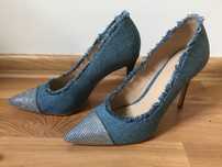 Szpilki dżinsowe guess High Heels z cekinkami klasyczne czółenka