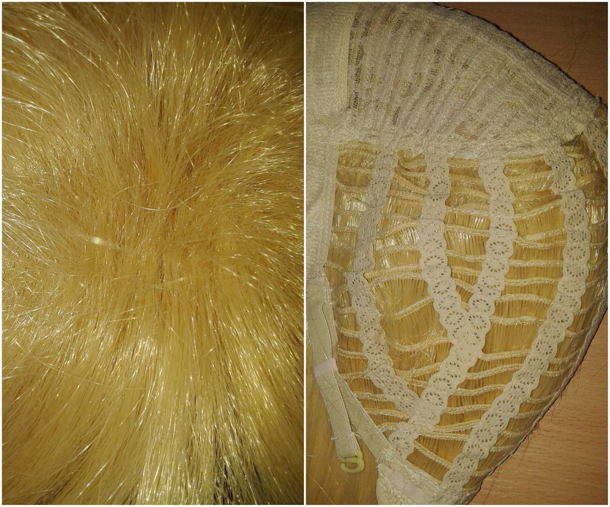 Żółta nastroszona peruka z grzywką blond cosplay wig