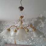 Lampa wisząca,  E14, złota, 5 kloszy