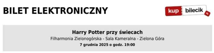 Harry Potter przy świecach - bilety na koncert Zielona Góra