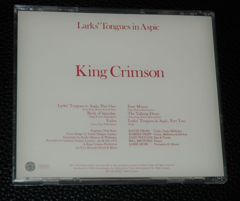 KING CRIMSON - Larks` Tongues In Aspic. 2008 DGM.Japan. HDCD
