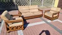 Sofa + 2 fotele drewno