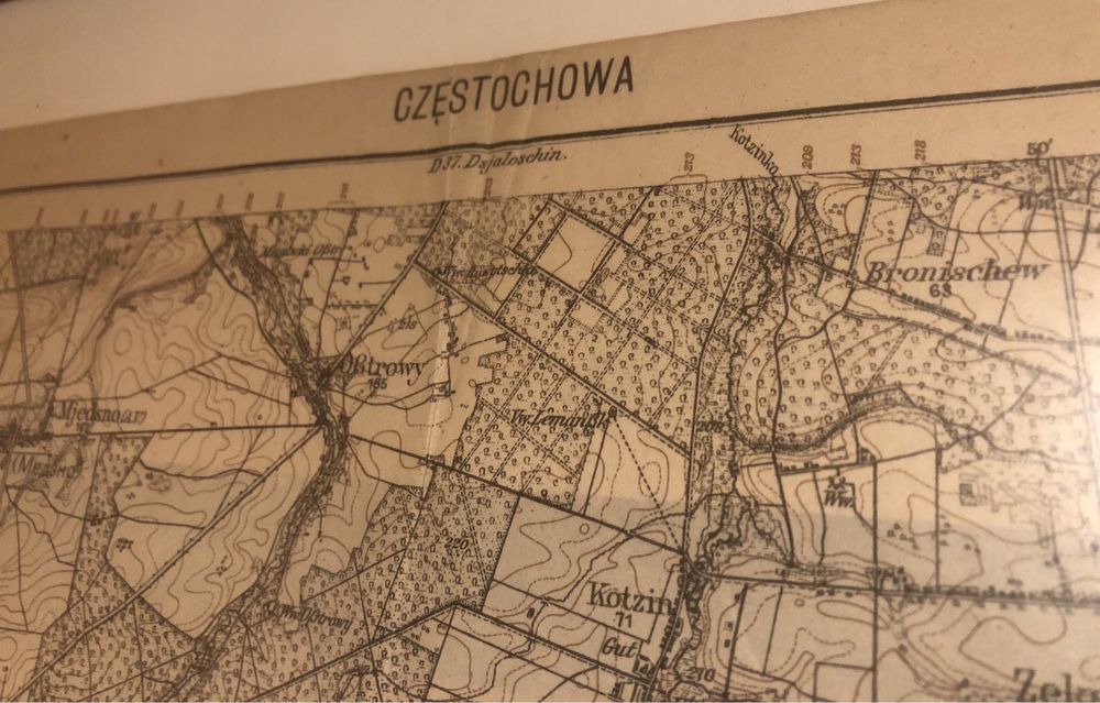 Stara mapa Częstochowy z 1914r