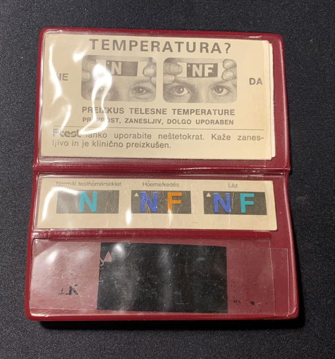 Termometr foliowy test temperatury, vintage medyczny, kolekcjonerski
