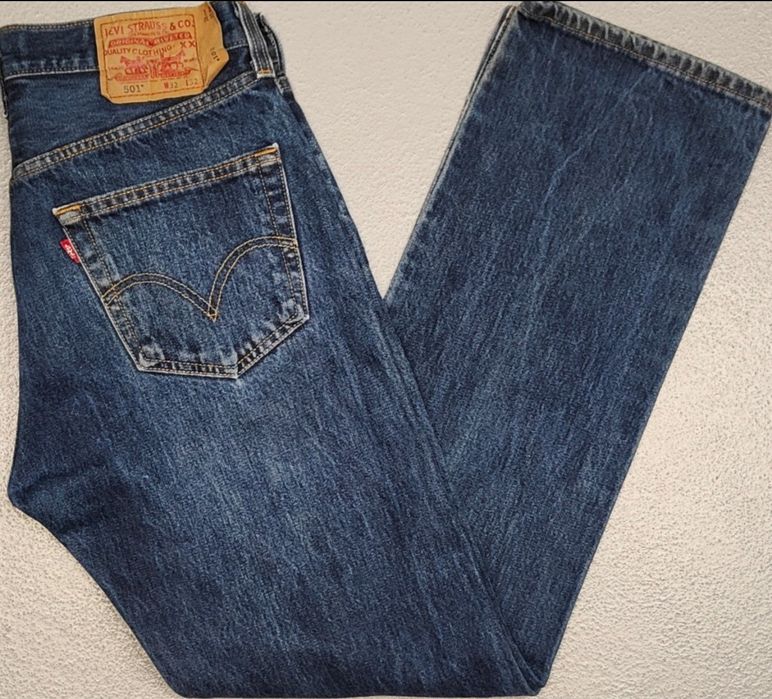 Wr) LEVI'S 501 Straight Łęg Button-Fly oryginalne jeansy Roz.32/32