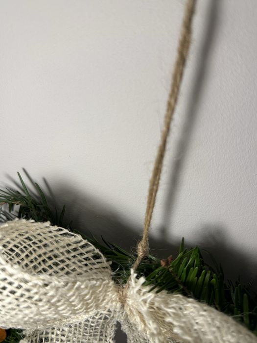 Naturalny ręcznie robiony wianek jesienny zimowy rękodzieło 27cm