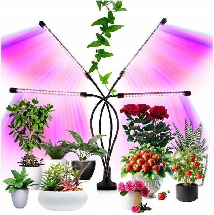 LAMPA DO UPRAWY ROŚLIN 4X Wzrostu Oświetlenie Żarówka LED Grow TIMER