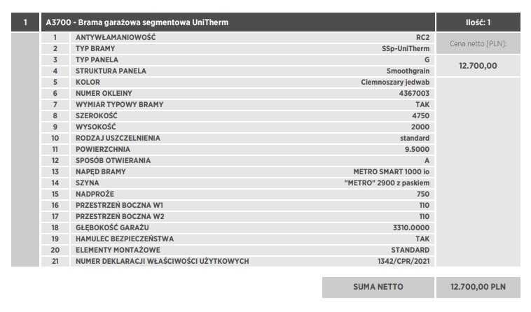 Brama Wiśniowski Antracyt 4750x2000 Automatyczna Somfy Pakiet RC2