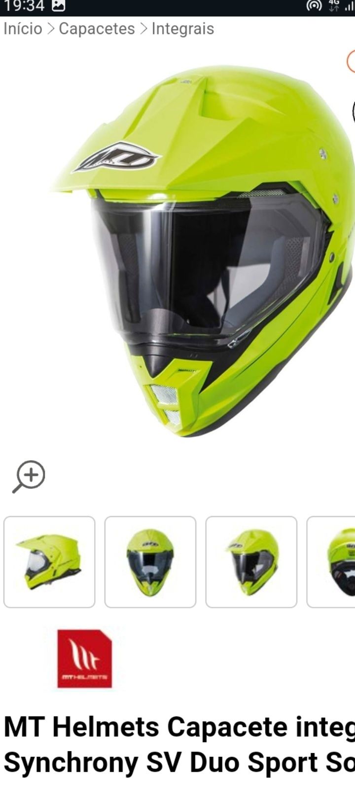 Capacete Moto MTHelmets integral Synchrony SV Duo Sport Solid