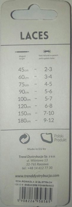 Sznurówki Sznurowadła Trend 120cm sneakers pomarań