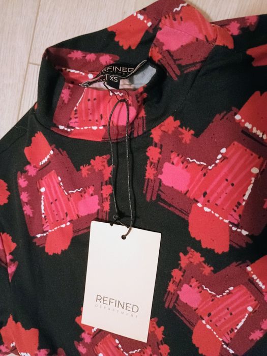 Refined golf XS nowy z metką – czarny z czerwonym wzorem, elastyczny p