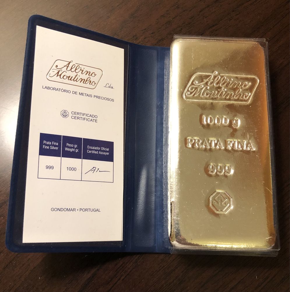Barra de prata fina 999,99 de 1kg