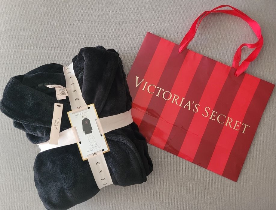 VICTORIA'S SECRET oryginalny z USA szlafrok czarny M L