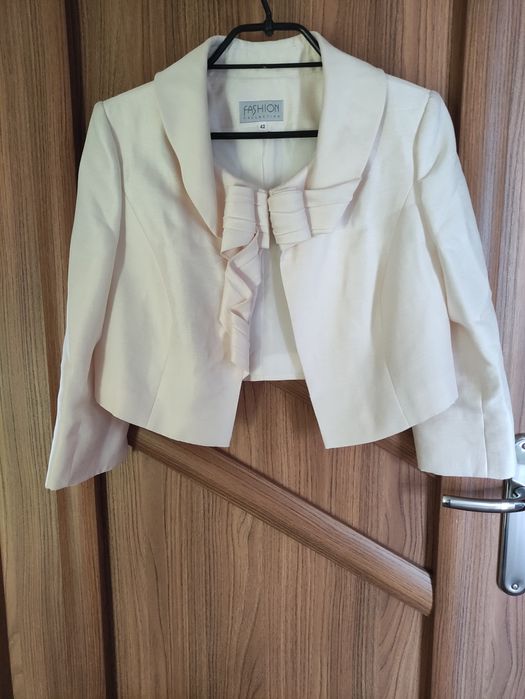 Sukienka koktajlowa kremowa  na wesele komunię chrzest rozm. 42