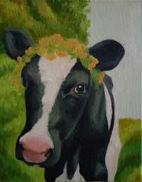 Portret olejny krowy