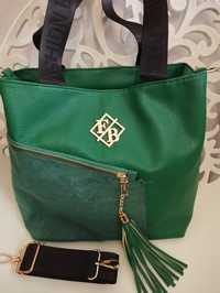 Nowa z metką zielona z Fashion Bags torebka na ramię plus długi padek