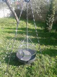 Grill ogrodowy 60 cm- ruszt,palenisko,trójnóg,plus 4