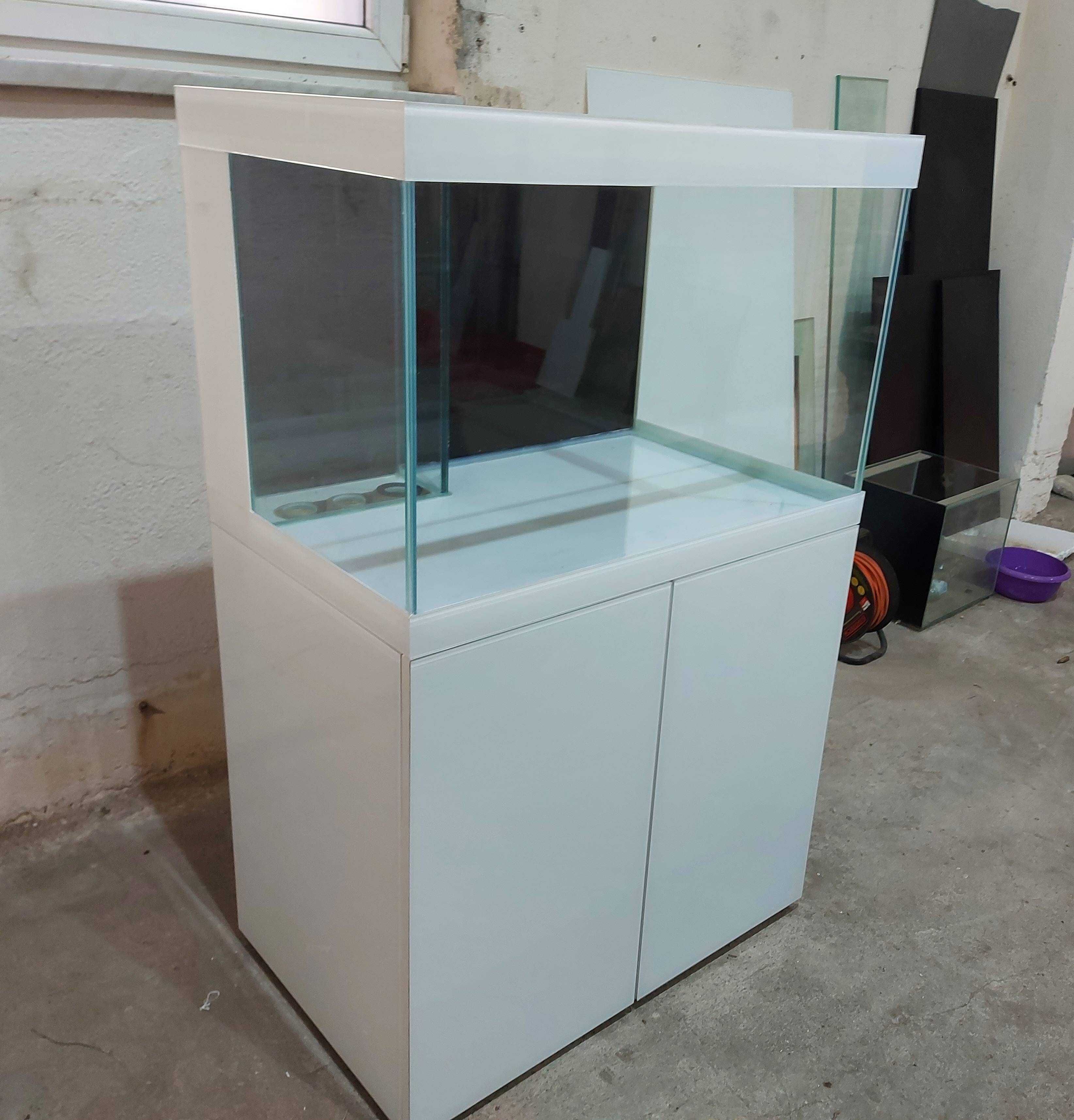 Akwarium morskie zestaw akwarystyczny Sea Garden 85x55x55 biały