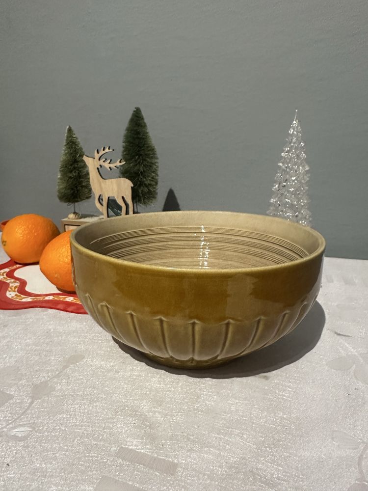 Mała makutra kamionka stara ceramika Mirostawice 21cm