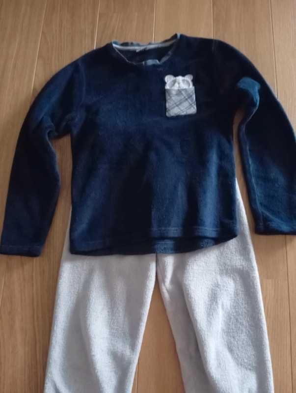 Pijama Polar Criança, 10 anos, azul e cinzento claro