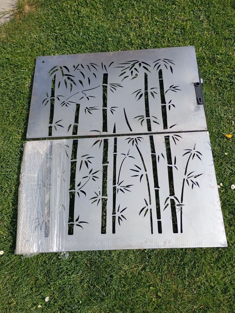 vidaXL Furtka ogrodowa, 85x100 cm, stal kortenowska, motyw bambusa