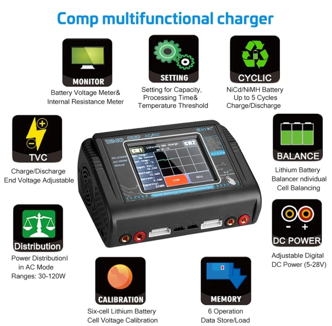 Carregador Balanciador Duo T240 Lipo, MIMH/NICD, LiIon modelismo