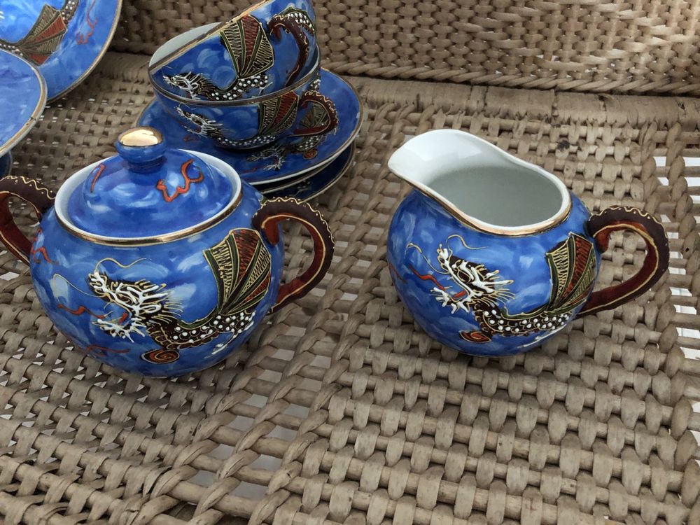 Novo Preço - Serviço de chá em porcelana chinesa pintado à mão