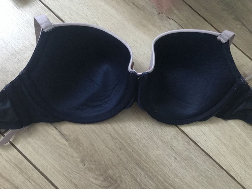 Biustonosz 80D hunkemöller granatowy pudrowy róż koronka