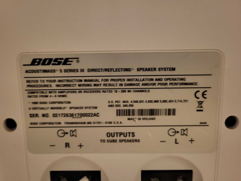 Bose Acoustimass 5 Series III – moduł basowy (biały), 10–200 W, 4–8 Ω