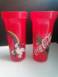 2 copos em plástico com publicidade da Coca-Cola.

. Expo 92 Sevilha
.