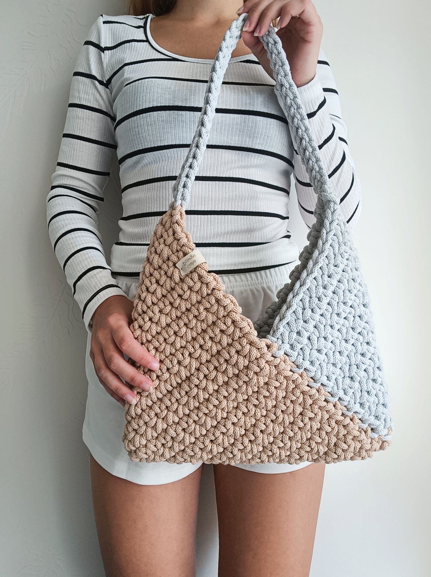 Torebka ze sznurka bawełnianego handmade