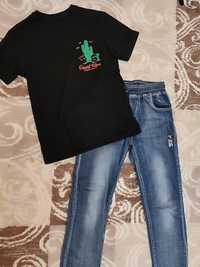 Spodnie Jeansy jogery r.152 na 11/12 lat koszulka gratis Kiobi
