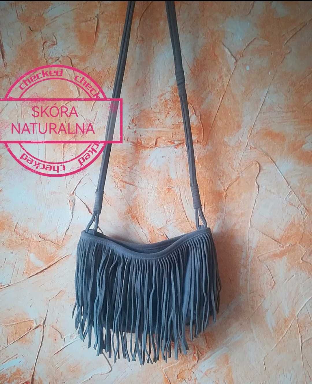 Torebka zamszowa boho frędzle