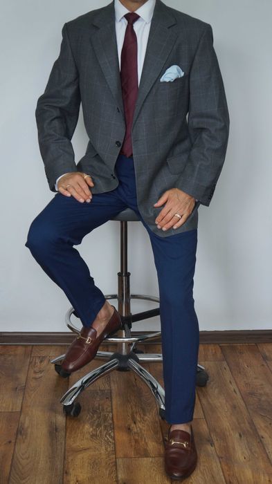 Marynarka Atelier Torino (Ermegildo Zegna) Rozmiar 26(XL) Szara Krata