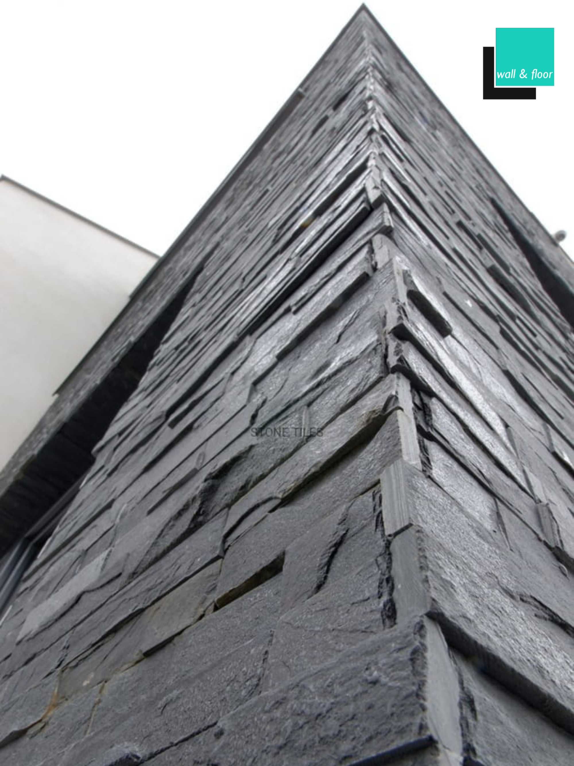 Kamień elewacyjny dekoracyjny czarny 10x36 Black Slate Stackstone