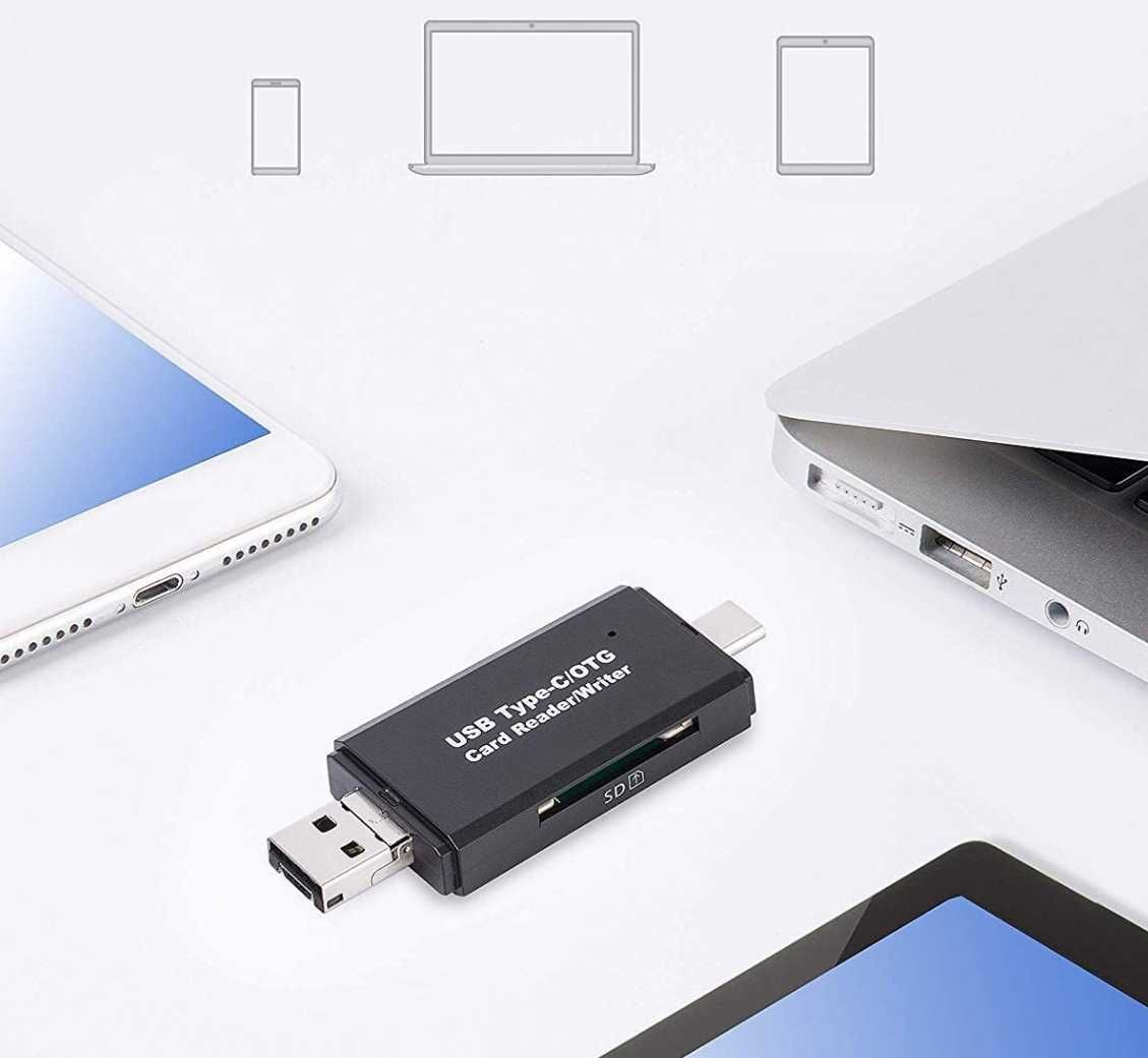 Czytnik kart pamięci 5 wejść 5w1 SD MicroSD USB TYP-C MicroUSB TF