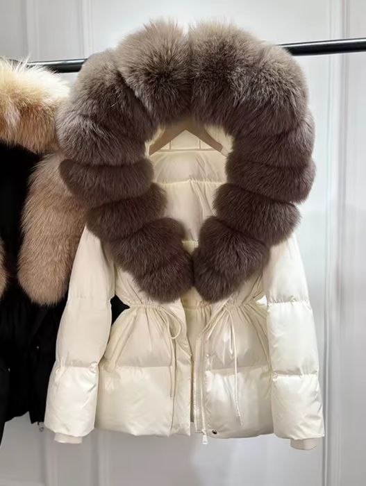 Płaszcz kurtka z kapturem futro naturalne lis jenot rozmiary kolory