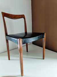 Krzesła Lübke 2 szt drewno teak i skóra lata 60-te