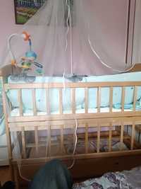 Детская кроватка с матрасом и балдахином