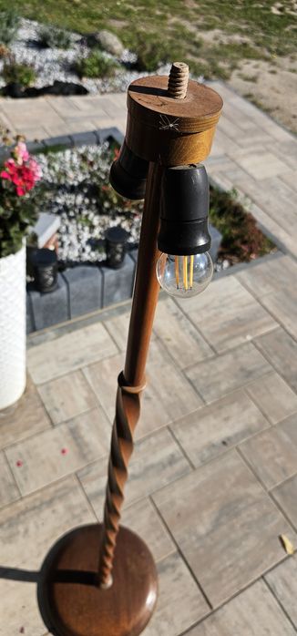 Lampa stojąca prl vintage z kloszem na dwie żarówki