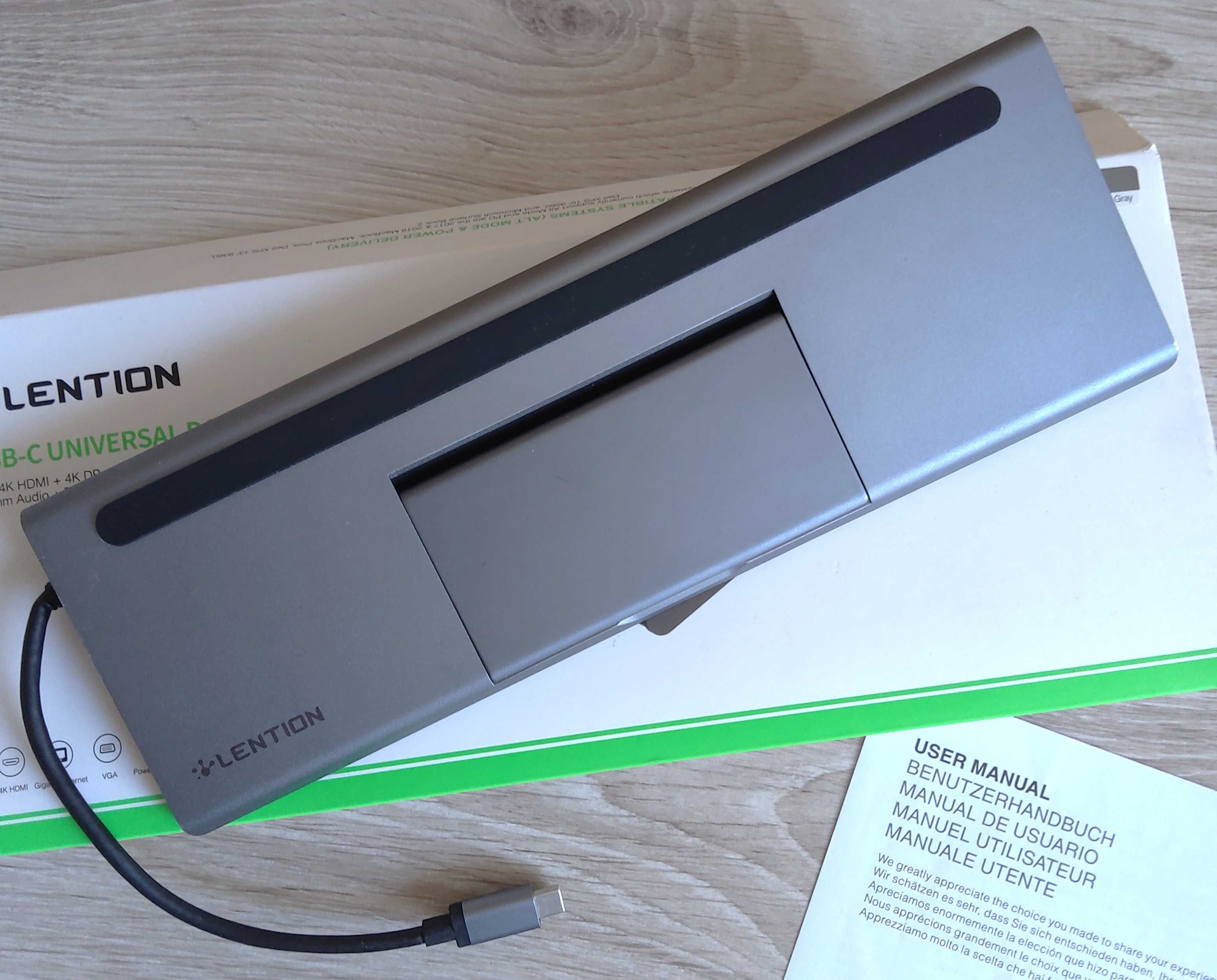 Stacja dokująca Lention USB C 100 W PD, 4K HDMI/DisplayPort, VGA