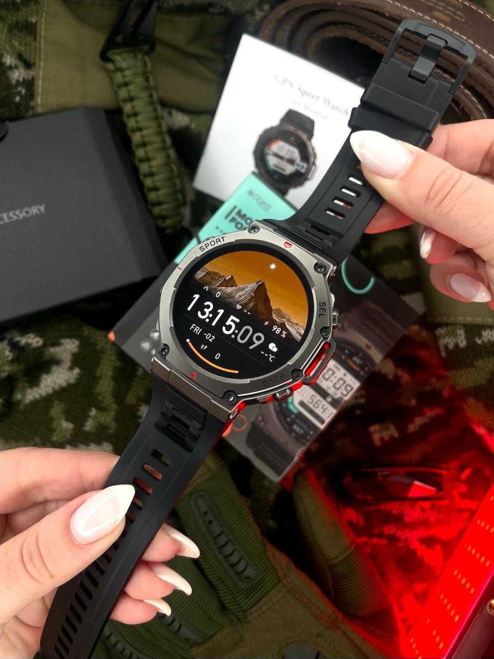 Смарт годинник MODFIT Titan Force GPS Black T-REX компас Amazfit