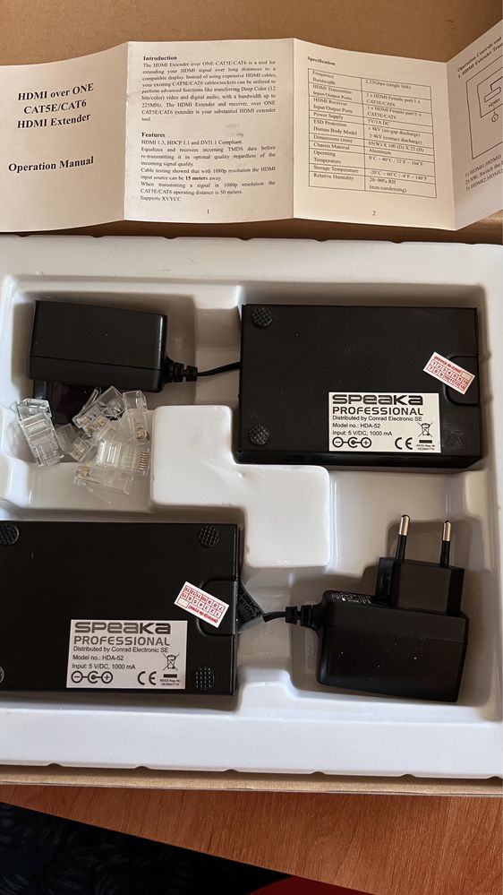 Transmiter SpeaKa Professional HDA-52 Cat 5 i 6 Hdmi 50m