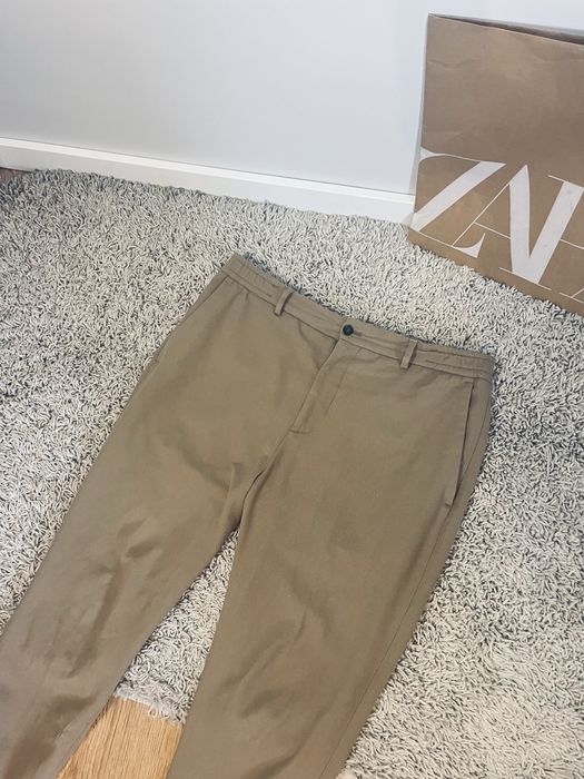 Spodnie karmelowe brazowe meskie garnitur zara rozm 44 biurowe