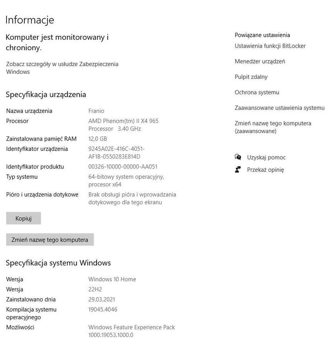 Komputer stacjonarny Phenom 965 x4, SSD 128,DDR3 12 GB