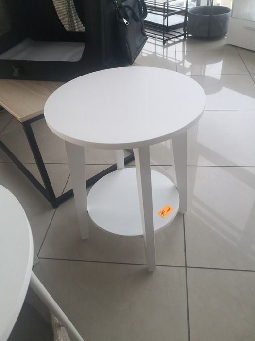 Stolik kawowy boczny pomocniczy półka biały